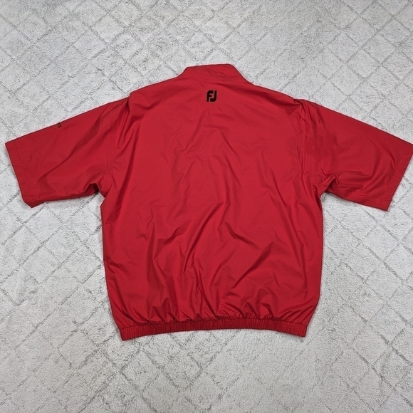 Footjoy Jacket Men's L Red Dryjoys Golf Pullover ½ Zip Short Sleeve Weatherproof - Picture 10 of 10